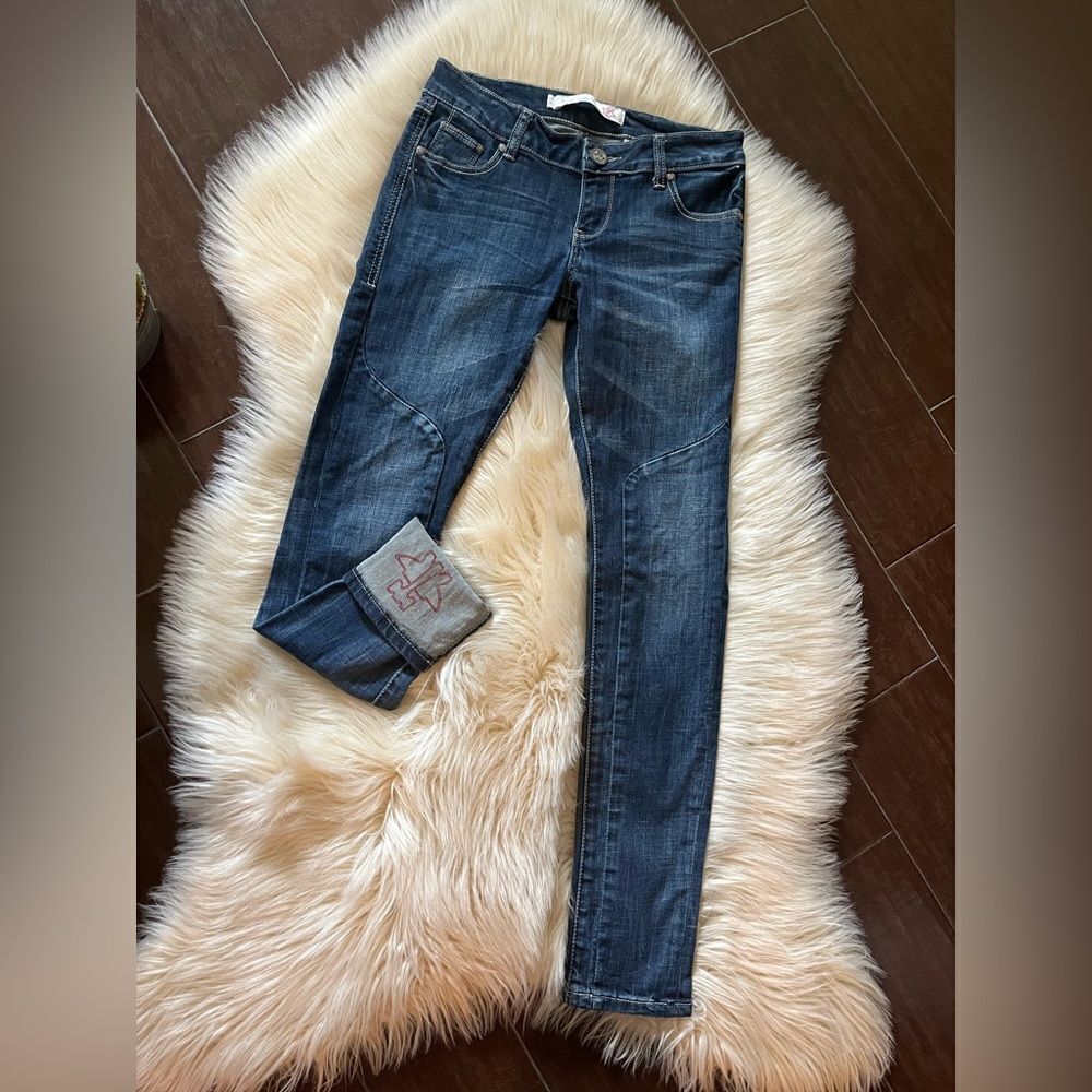 Tin Haul Womens Trixie western Pieced Back Deco Blue Cotton Blend Jeans Sz 26 S - Picture 6 of 12